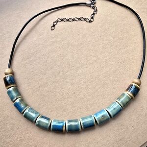 Blue Ceramic Beaded Necklace